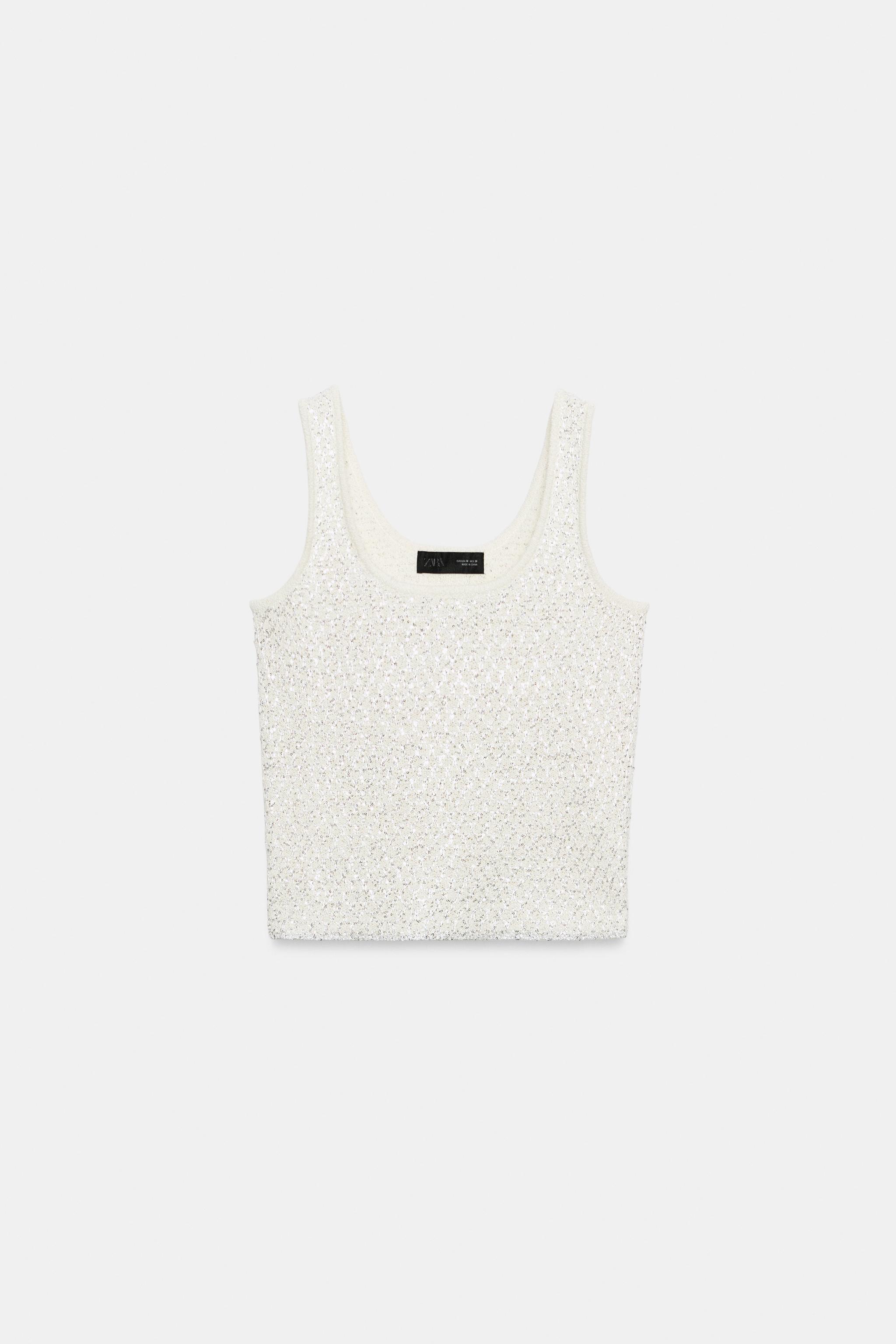 METALLIC THREAD SEQUIN KNIT TOP